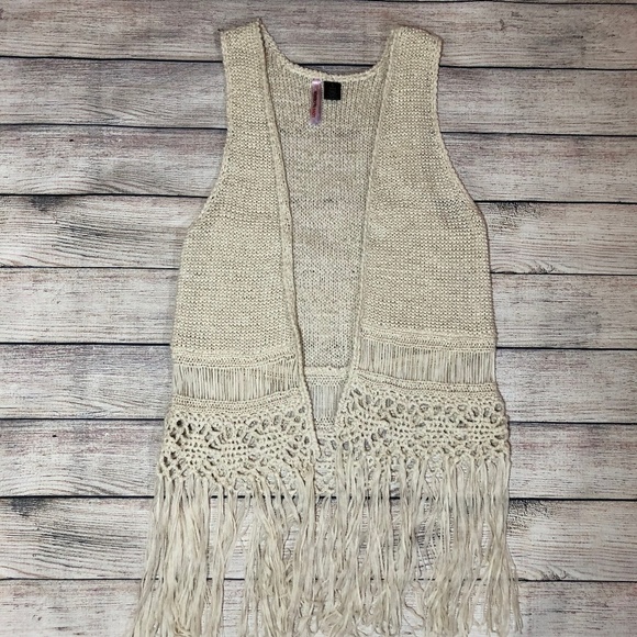 Love By Design Boho Crochet Knit Cardigan Vest - Picture 1 of 5